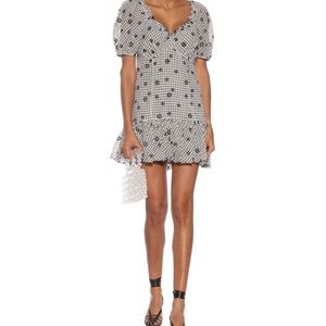 LoveShackFancy Black and White Floral Mini Dress